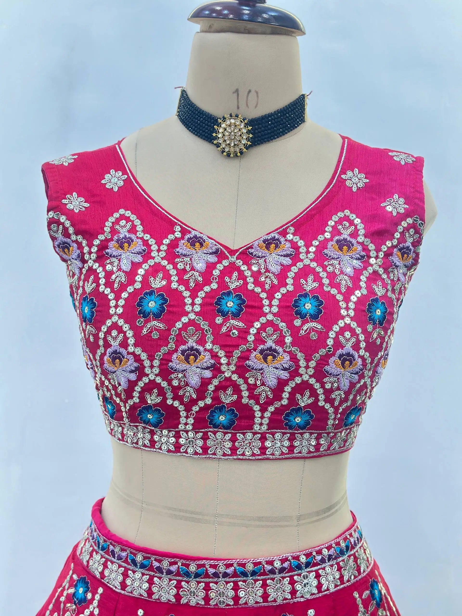 Chinon Silk Embroidered Lehenga Choli with Georgette Dupatta