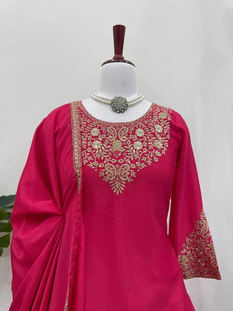 Chinon Silk Embroidered Lehenga Set with Dupatta – Multiple Colors