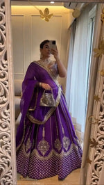 Chinon Silk Embroidered Lehenga Set with Dupatta