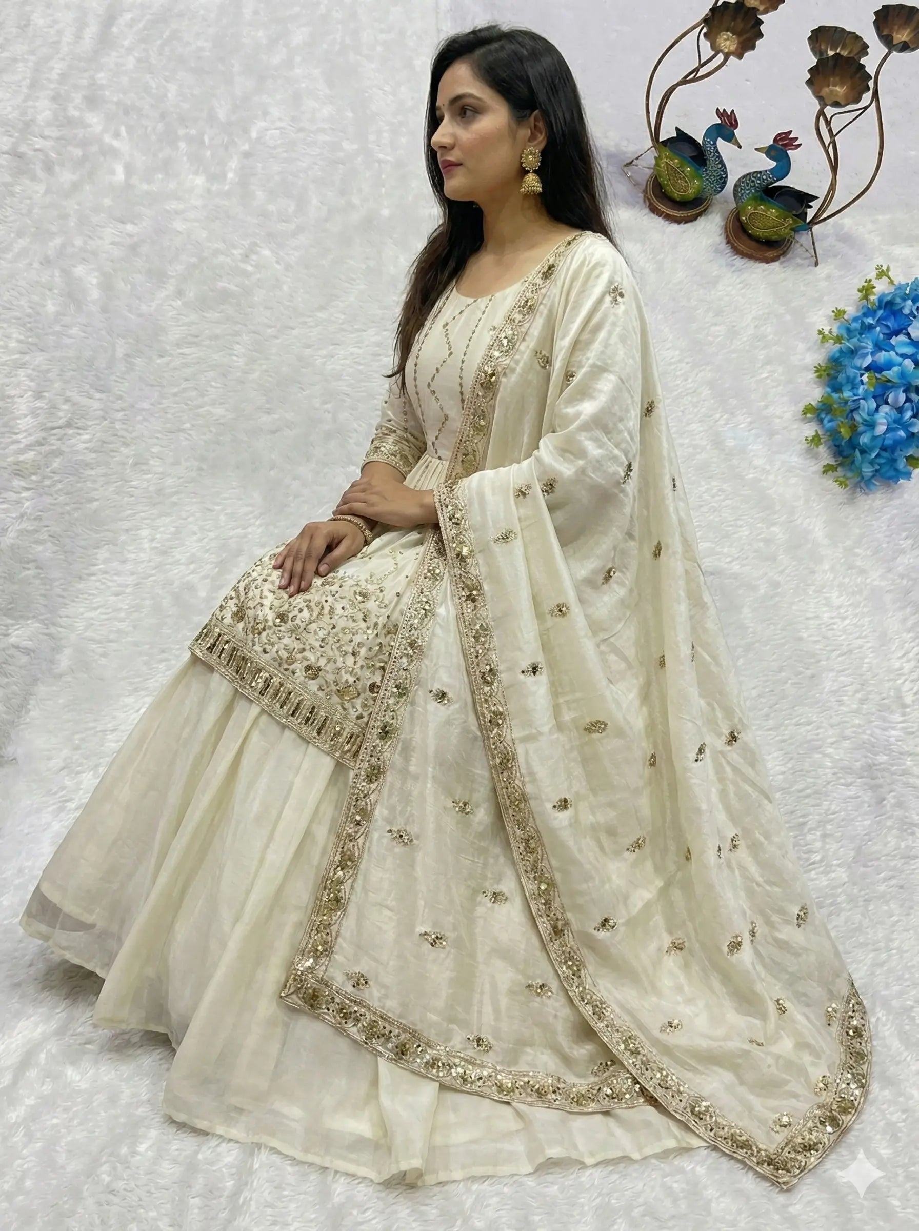 Chinon Silk Embroidered Lehenga Suit Set