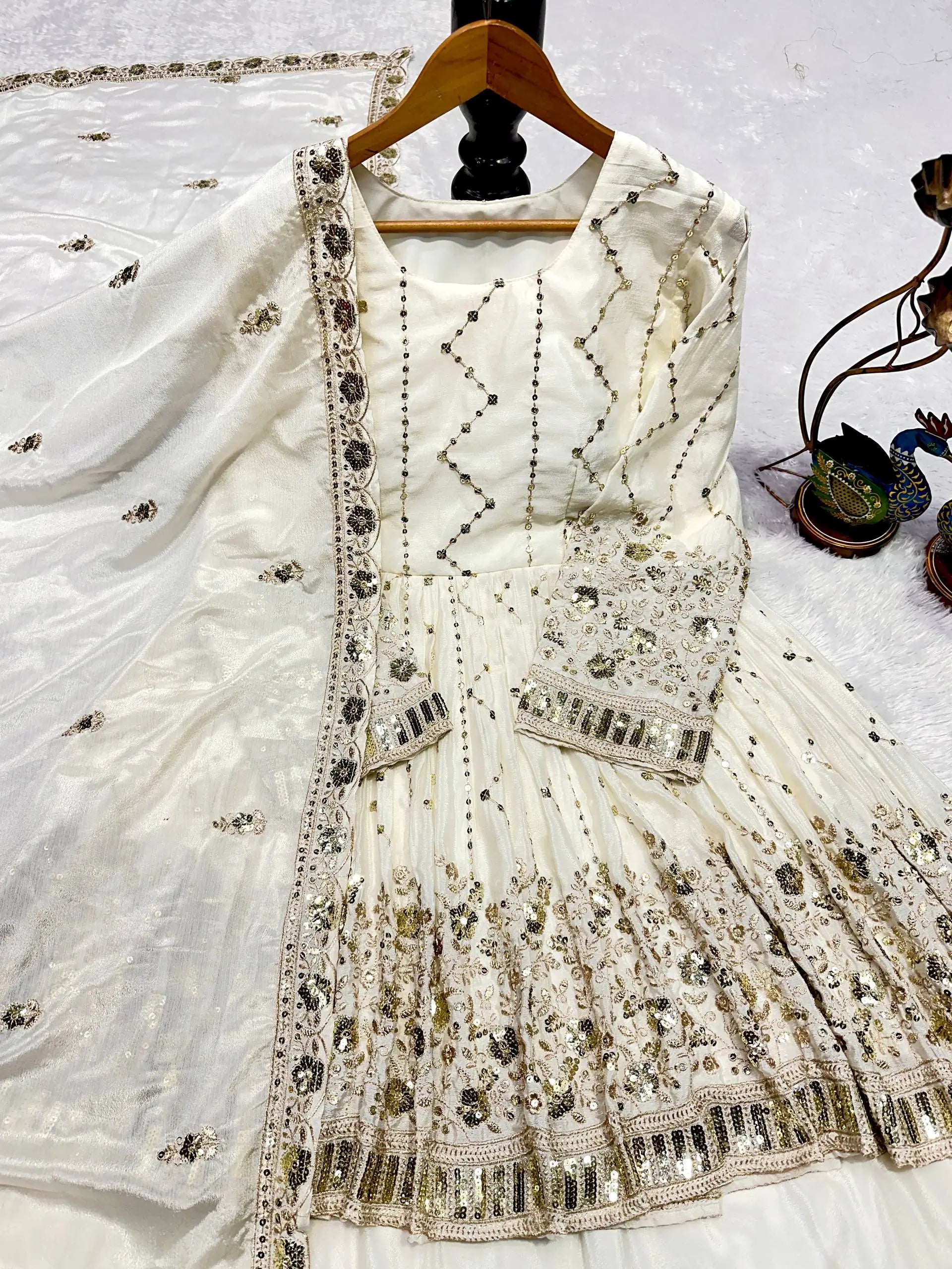 Chinon Silk Embroidered Lehenga Suit Set