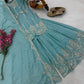 Chinon Silk Embroidered Palazzo Set with Dupatta – Fully Stitched & Ready to Wear