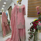 Chinon Silk Embroidered Palazzo Set with Dupatta – Fully Stitched & Ready to Wear