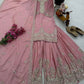 Chinon Silk Embroidered Palazzo Set with Dupatta – Fully Stitched & Ready to Wear