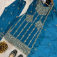 Chinon Silk Embroidered Palazzo Suit with Dupatta