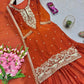 Chinon Silk Embroidered Palazzo Suit with Dupatta