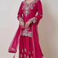 Chinon Silk Embroidered Palazzo Suit with Dupatta