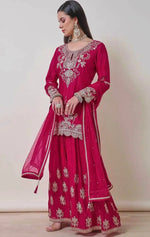 Chinon Silk Embroidered Palazzo Suit with Dupatta