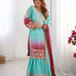 Chinon Silk Embroidered Sharara Suit Set with Dupatta