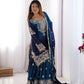 Chinon Silk Embroidered Sharara Suit Set with Dupatta