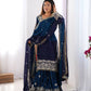 Chinon Silk Embroidered Sharara Suit Set with Dupatta
