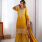 Chinon Silk Embroidered Sharara Suit Set with Dupatta