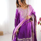 Chinon Silk Embroidered Sharara Suit Set with Dupatta