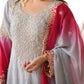 Chinon Silk Embroidered Sharara Suit Set with Dupatta