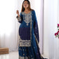 Chinon Silk Embroidered Sharara Suit Set with Dupatta