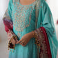Chinon Silk Embroidered Sharara Suit Set with Dupatta