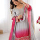 Chinon Silk Embroidered Sharara Suit Set with Dupatta