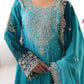 Chinon Silk Embroidered Sharara Suit Set with Dupatta
