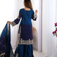 Chinon Silk Embroidered Sharara Suit Set with Dupatta