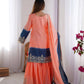 Chinon Silk Embroidered Sharara Suit Set with Dupatta