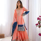 Chinon Silk Embroidered Sharara Suit Set with Dupatta