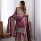 Chinon Silk Embroidered Sharara Suit Set with Dupatta