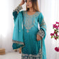 Chinon Silk Embroidered Sharara Suit Set with Dupatta
