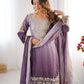 Chinon Silk Embroidered Sharara Suit Set with Dupatta