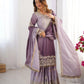 Chinon Silk Embroidered Sharara Suit Set with Dupatta