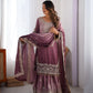 Chinon Silk Embroidered Sharara Suit Set with Dupatta