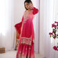 Chinon Silk Embroidered Sharara Suit Set with Dupatta