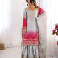 Chinon Silk Embroidered Sharara Suit Set with Dupatta