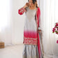 Chinon Silk Embroidered Sharara Suit Set with Dupatta