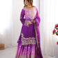 Chinon Silk Embroidered Sharara Suit Set with Dupatta