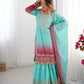Chinon Silk Embroidered Sharara Suit Set with Dupatta