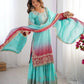 Chinon Silk Embroidered Sharara Suit Set with Dupatta