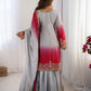 Chinon Silk Embroidered Sharara Suit Set with Dupatta