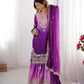 Chinon Silk Embroidered Sharara Suit Set with Dupatta