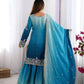 Chinon Silk Embroidered Sharara Suit Set with Dupatta