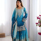Chinon Silk Embroidered Sharara Suit Set with Dupatta