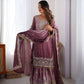 Chinon Silk Embroidered Sharara Suit Set with Dupatta