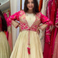 Chinon Silk Gown Set with Embroidered Koti and Dupatta