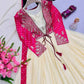 Chinon Silk Gown Set with Embroidered Koti and Dupatta