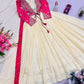 Chinon Silk Gown Set with Embroidered Koti and Dupatta