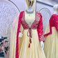 Chinon Silk Gown Set with Embroidered Koti and Dupatta
