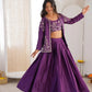 Chinon Silk Lehenga Choli with Embroidered Koti for Wedding and Festive Wear