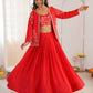 Chinon Silk Lehenga Choli with Embroidered Koti for Wedding and Festive Wear