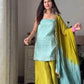 Chinon Silk Sequence Work Kurta Set with Palazzo & Dupatta – Elegant Festive Wear