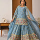 Chinon Silk Sharara Set With Sequin Embroidery