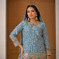 Chinon Silk Sharara Set With Sequin Embroidery